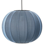 Knit Wit Round Pendant - Matte Black / Blue Stone