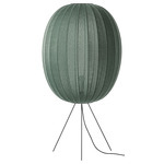 Knit Wit Medium Long Floor Lamp - Matte Black / Tweed Green