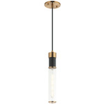 Tubo Pendant - Aged Gold Brass / Matte Black / Clear