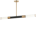 Tubo Linear Pendant - Aged Gold Brass / Matte Black / Clear