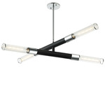 Tubo Multi Light Pendant - Chrome / Matte Black / Clear