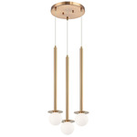 Reigndrop Multi Light Pendant - Aged Gold Brass / Opal / Frost
