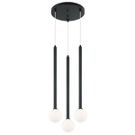 Reigndrop Multi Light Pendant - Matte Black / Opal / Frost