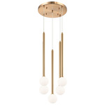 Reigndrop Multi Light Pendant - Aged Gold Brass / Opal / Frost