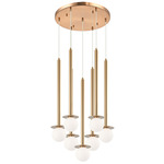Reigndrop Multi Light Pendant - Aged Gold Brass / Opal / Frost