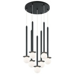 Reigndrop Multi Light Pendant - Matte Black / Opal / Frost