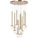 Reigndrop Multi Light Pendant - Aged Gold Brass / Opal / Frost