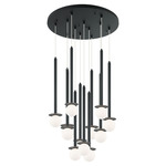 Reigndrop Multi Light Pendant - Matte Black / Opal / Frost