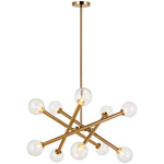 Matchstix Chandelier - Aged Gold Brass / Clear
