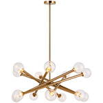 Matchstix Chandelier - Aged Gold Brass / Clear