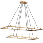 Cascadian Linear Two Tier Chandelier - Aged Gold Brass / Opal