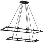 Cascadian Linear Two Tier Chandelier - Matte Black / Opal