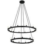 Cascadian Two Tier Chandelier - Matte Black / Opal