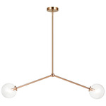 Novo Globe 2-Light Linear Pendant - Aged Gold Brass / Clear
