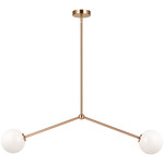 Novo Globe 2-Light Linear Pendant - Aged Gold Brass / Opal