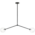 Novo Globe 2-Light Linear Pendant - Black / Clear