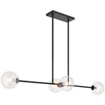 Novo Globe Linear Chandelier - Black / Clear