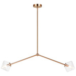 Novo Diamond 2-Light Linear Pendant - Aged Gold Brass / Clear