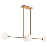Novo Diamond Linear Chandelier - Aged Gold Brass / Opal