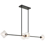 Novo Diamond Linear Chandelier - Black / Clear