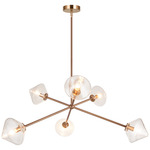 Novo Diamond Chandelier - Aged Gold Brass / Clear