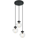 Ridge Multi Light Pendant - Matte Black / Clear