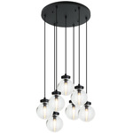 Ridge Multi Light Pendant - Matte Black / Clear