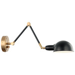 Blare Swing Arm Wall Sconce - Aged Gold Brass / Black