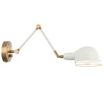 Blare Swing Arm Wall Sconce - Aged Gold Brass / White