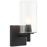 Candela Wall Sconce - Matte Black / Clear