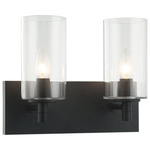 Candela Dual Wall Sconce - Matte Black / Clear