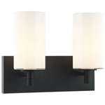 Candela Dual Wall Sconce - Matte Black / Opal