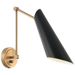 Butera Swing Arm Wall Sconce - Aged Gold Brass / Black