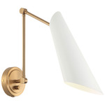 Butera Swing Arm Wall Sconce - Aged Gold Brass / White