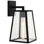 Denzil Outdoor Wall Sconce - Matte Black / Clear