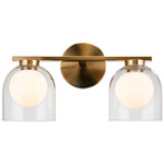 Derbishone Bathroom Vanity Light - Aged Gold Brass / Clear / Opal
