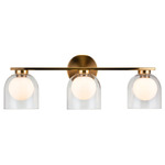 Derbishone Bathroom Vanity Light - Aged Gold Brass / Clear / Opal