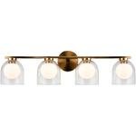 Derbishone Bathroom Vanity Light - Aged Gold Brass / Clear / Opal