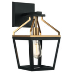 Mavonshire Lantern Wall Sconce - Aged Gold Brass / Black / Clear