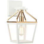 Mavonshire Lantern Wall Sconce - Aged Gold Brass / White / Clear