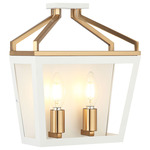 Mavonshire Dual Wall Sconce - Aged Gold Brass / White / Clear