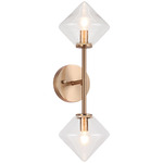 Novo Diamond Wall Sconce - Aged Gold Brass / Clear