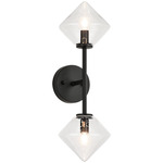 Novo Diamond Wall Sconce - Black / Clear