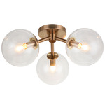 Novo Globe Ceiling Light - Aged Gold Brass / Clear