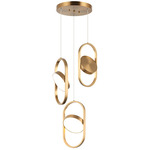 Kennedy Color Select Multi-Light Pendant - Aged Gold Brass / Frosted White