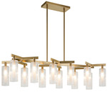 Kristof Linear Chandelier - Aged Gold Brass / Clear