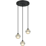Misty Multi Light Pendant - Matte Black / Clear