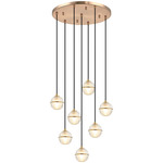Misty Multi Light Pendant - Aged Gold Brass / Clear