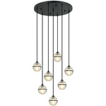 Misty Multi Light Pendant - Matte Black / Clear
