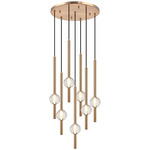 Windchimer Multi Light Chandelier - Aged Gold Brass / Clear